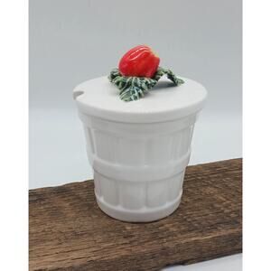 Andrea By Sadek Jay Willfred Apple Majolica Jam Jelly Jar White Basket Portugal